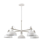 NL70219 Barnie Telescopic 5 Light Pendant Sand White/Satin Nickel/White