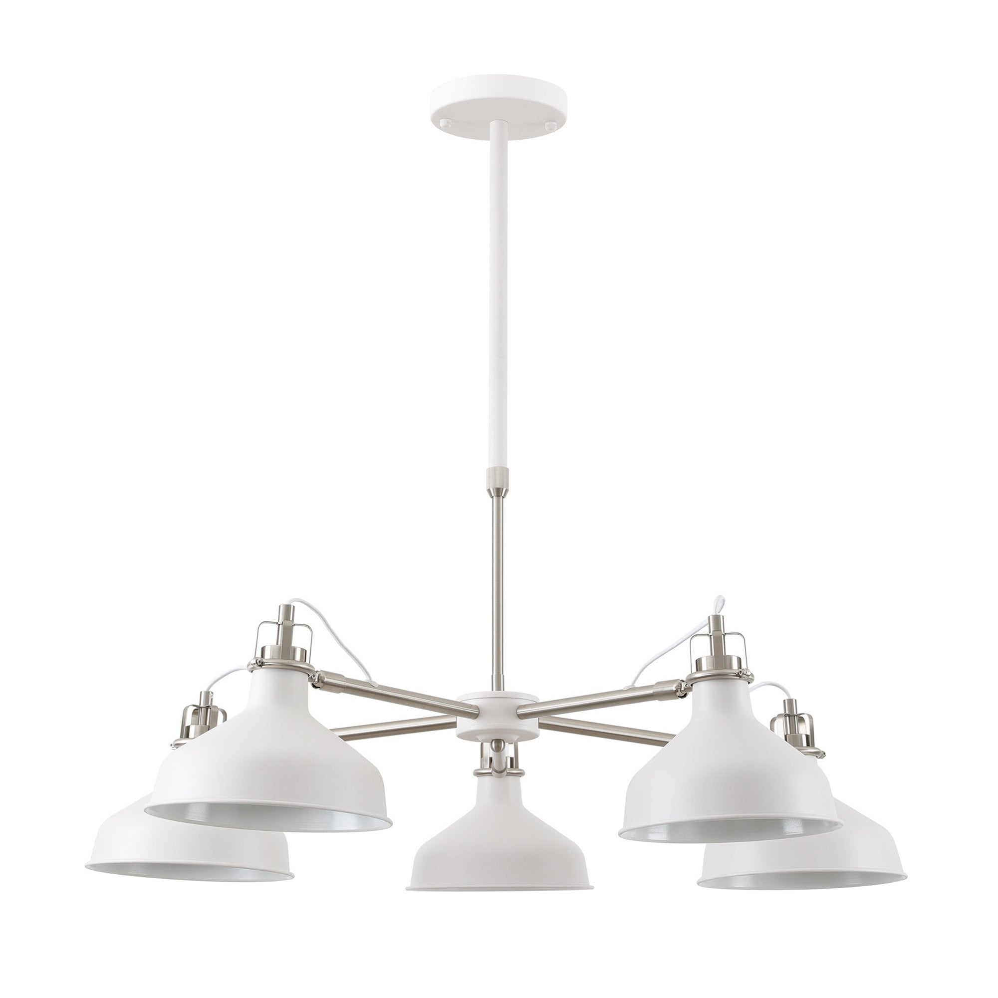 NL70219 Barnie Telescopic 5 Light Pendant Sand White/Satin Nickel/White