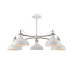 NL70219 Barnie Telescopic 5 Light Pendant Sand White/Satin Nickel/White