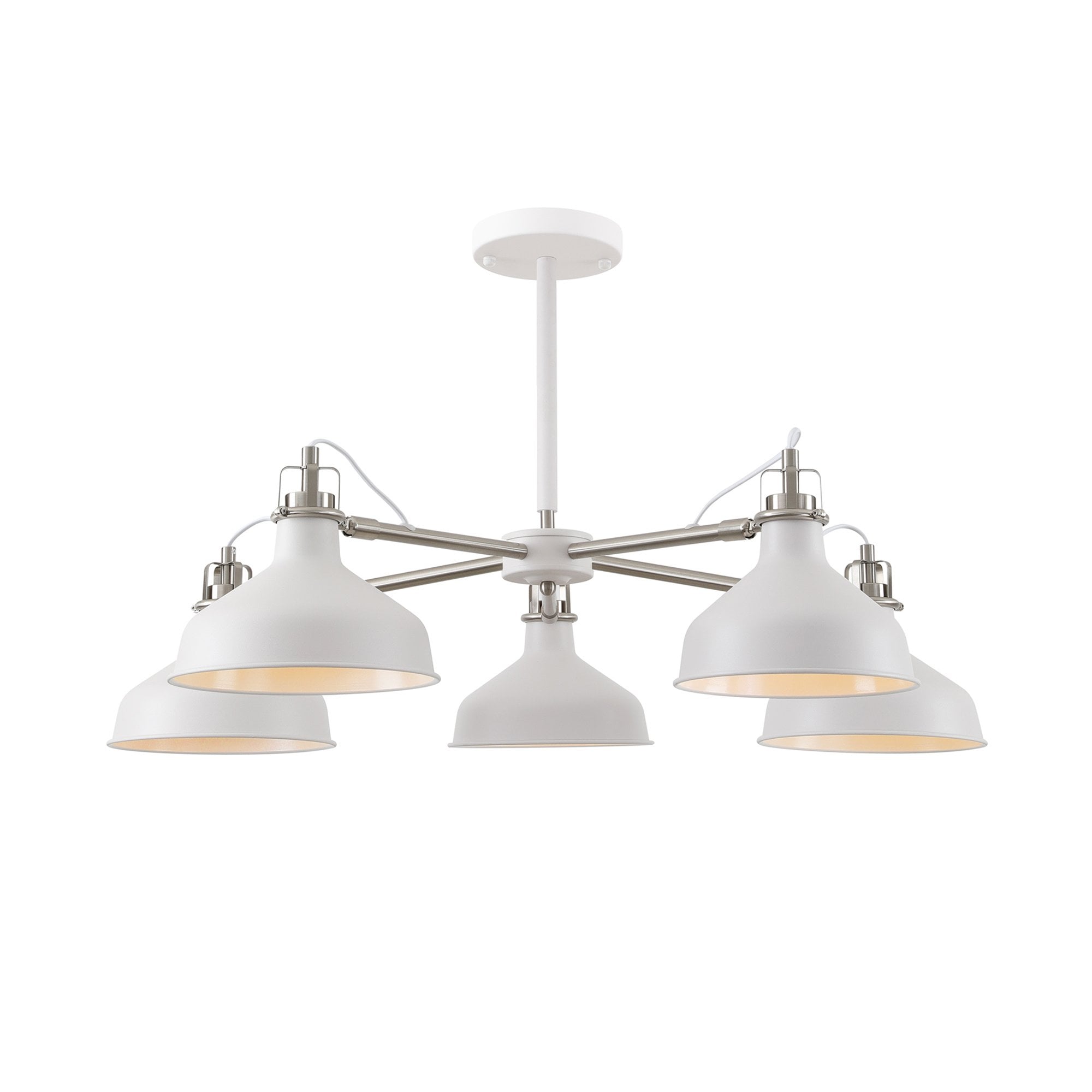 NL70219 Barnie Telescopic 5 Light Pendant Sand White/Satin Nickel/White