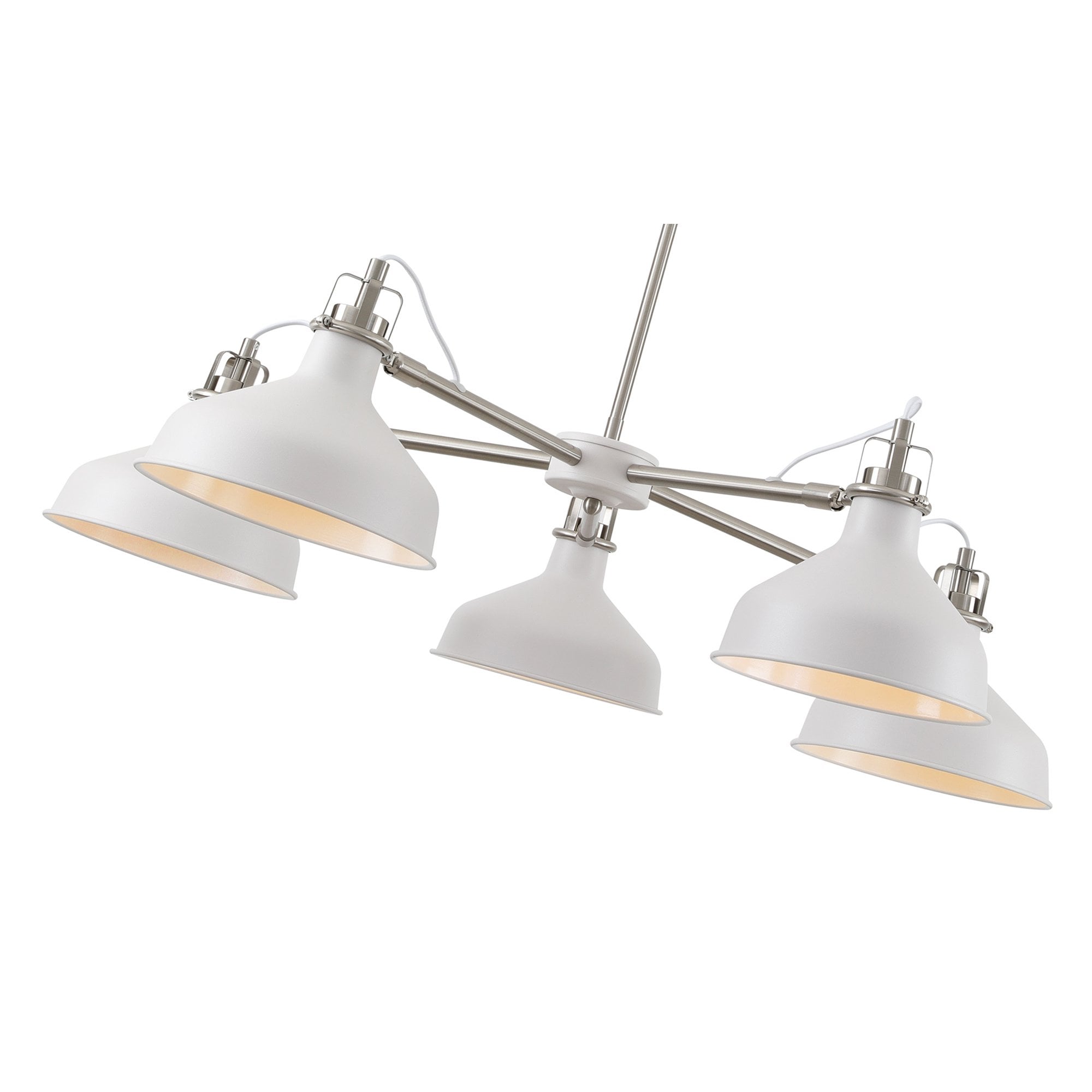 NL70219 Barnie Telescopic 5 Light Pendant Sand White/Satin Nickel/White