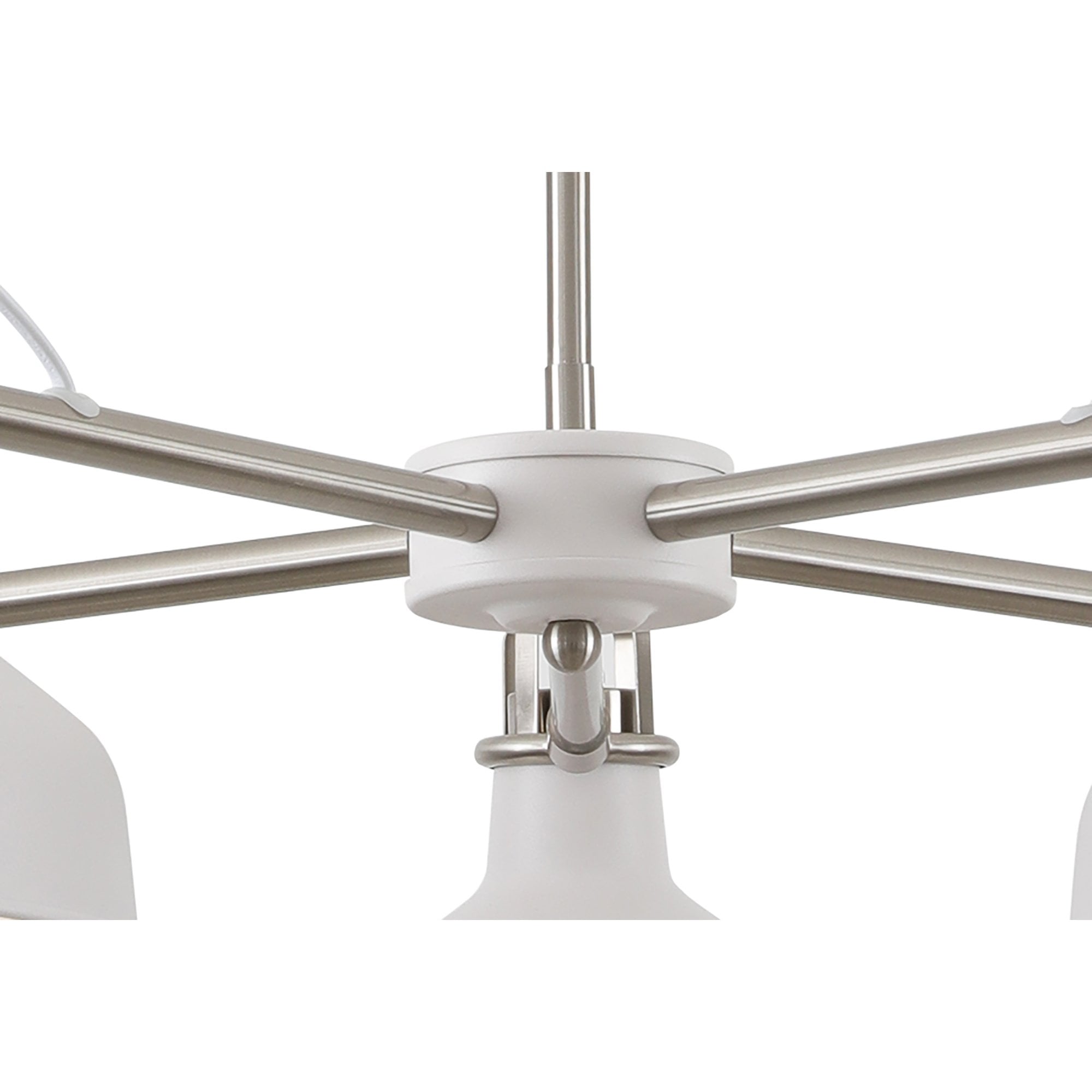 NL70219 Barnie Telescopic 5 Light Pendant Sand White/Satin Nickel/White