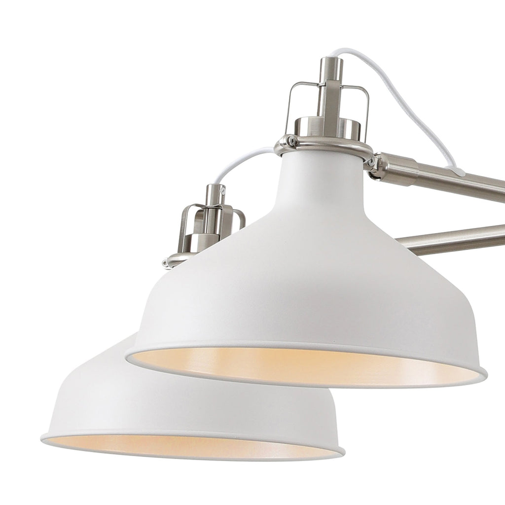 NL70219 Barnie Telescopic 5 Light Pendant Sand White/Satin Nickel/White