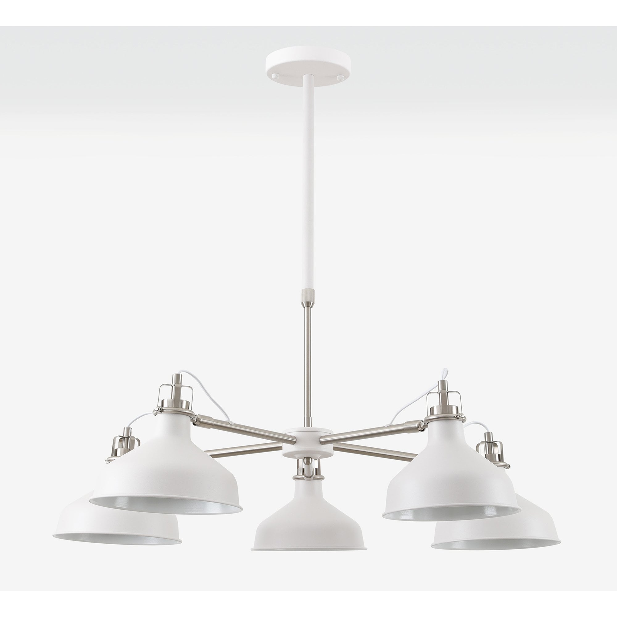 NL70219 Barnie Telescopic 5 Light Pendant Sand White/Satin Nickel/White