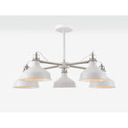 NL70219 Barnie Telescopic 5 Light Pendant Sand White/Satin Nickel/White