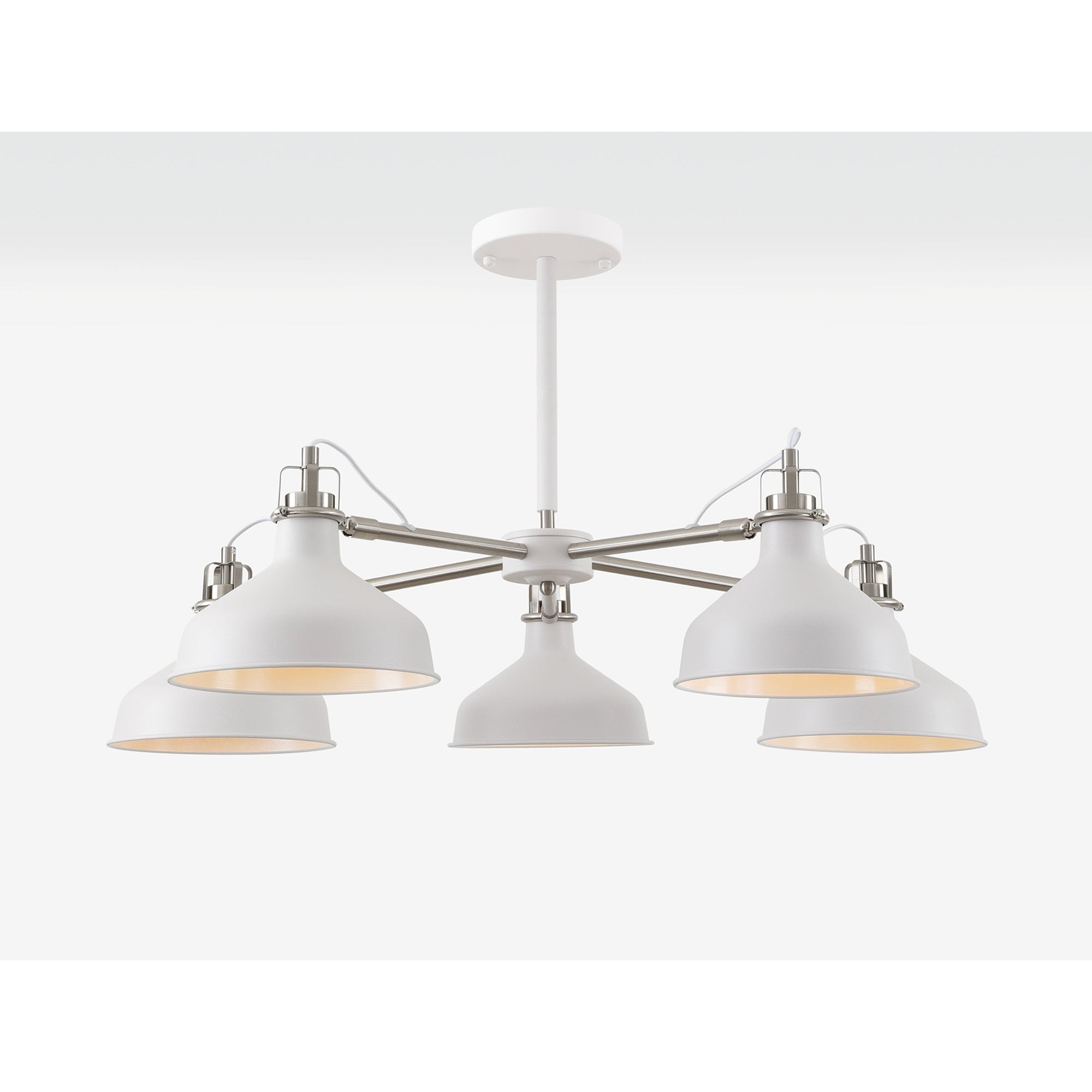 NL70219 Barnie Telescopic 5 Light Pendant Sand White/Satin Nickel/White