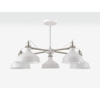 NL70219 Barnie Telescopic 5 Light Pendant Sand White/Satin Nickel/White