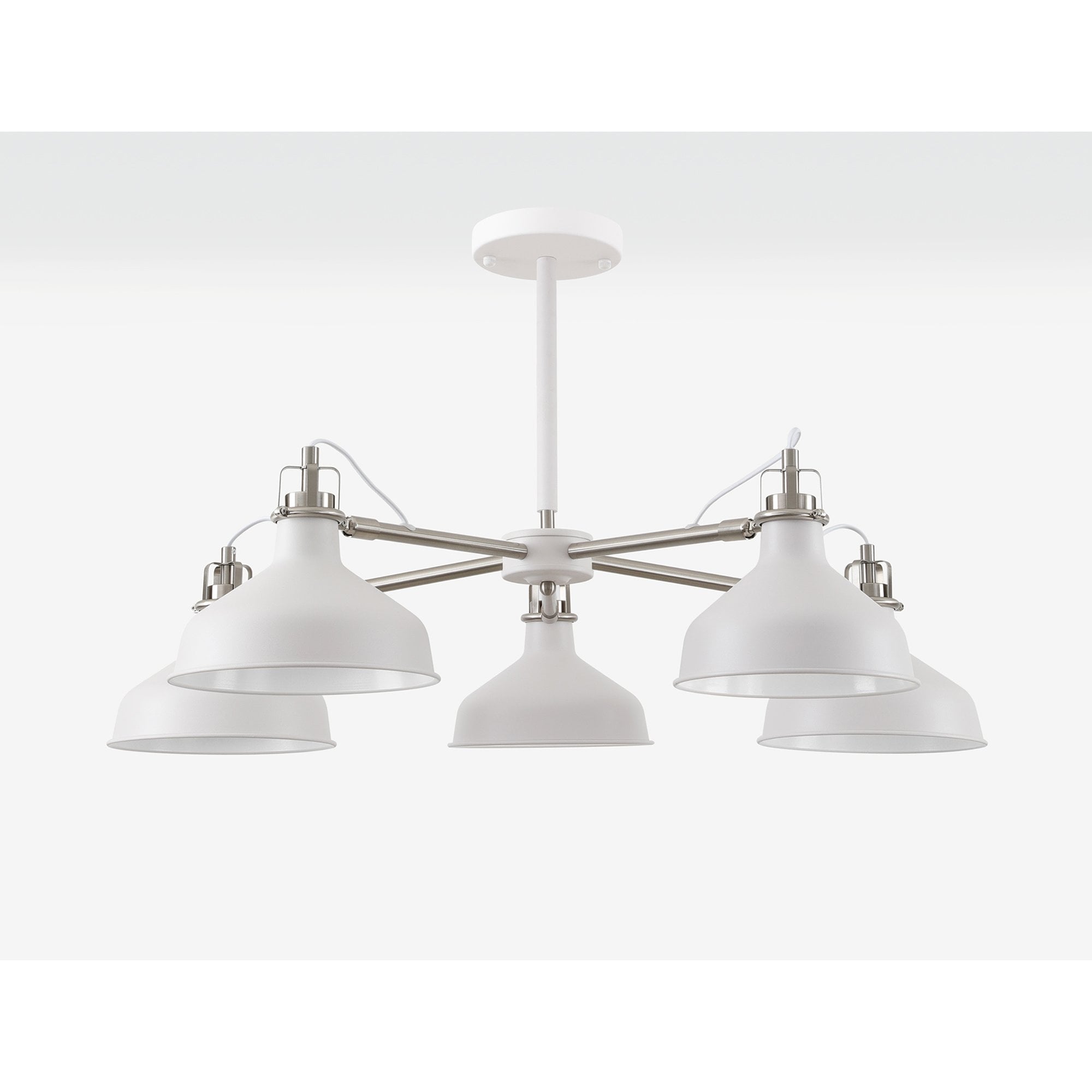 NL70219 Barnie Telescopic 5 Light Pendant Sand White/Satin Nickel/White