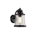 NL71969 Brad Outdoor Wall Lamp Black/Gold With Seeded Clear Glass