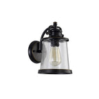 NL71969 Brad Outdoor Wall Lamp Black/Gold With Seeded Clear Glass
