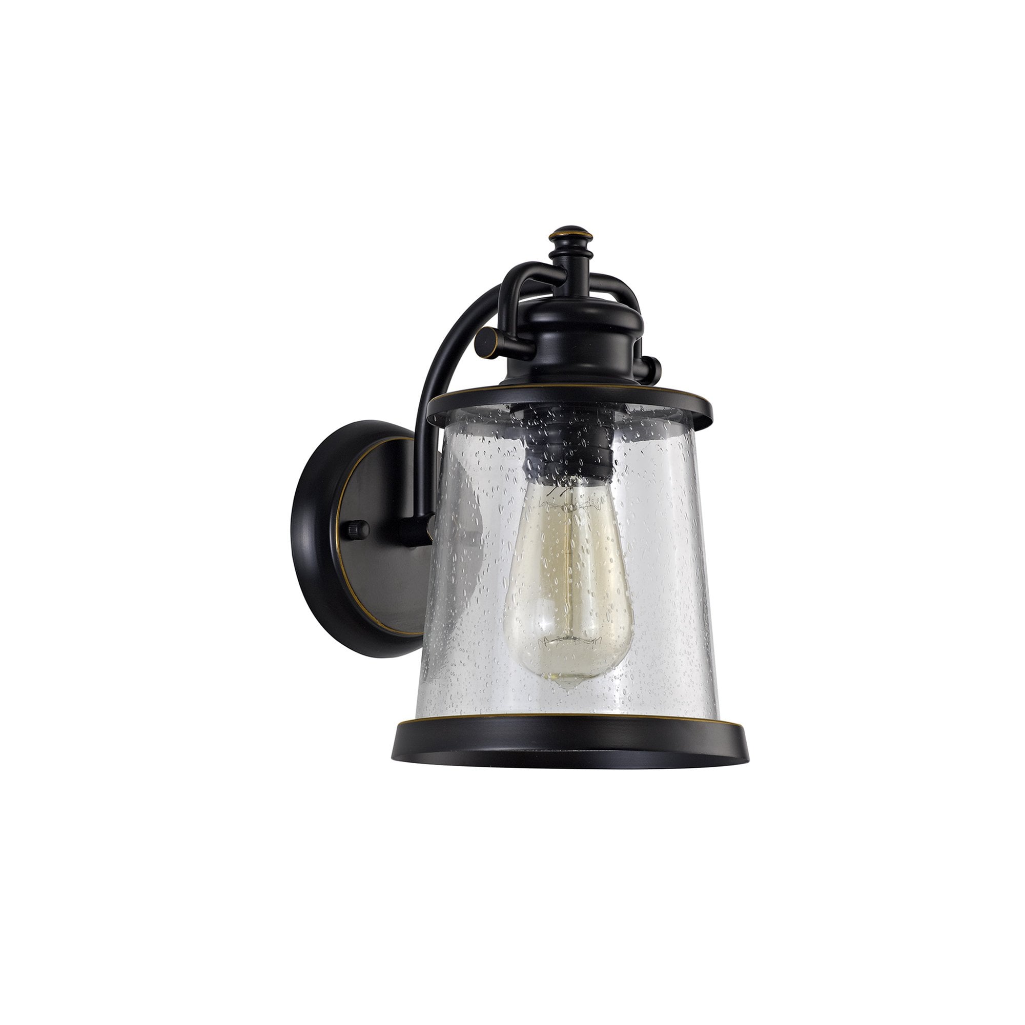 NL71969 Brad Outdoor Wall Lamp Black/Gold With Seeded Clear Glass