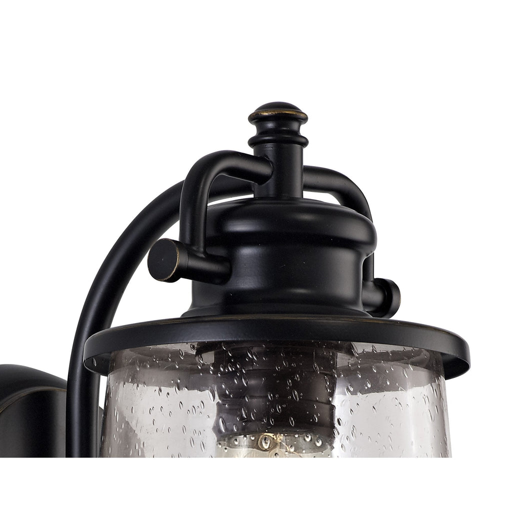 NL71969 Brad Outdoor Wall Lamp Black/Gold With Seeded Clear Glass
