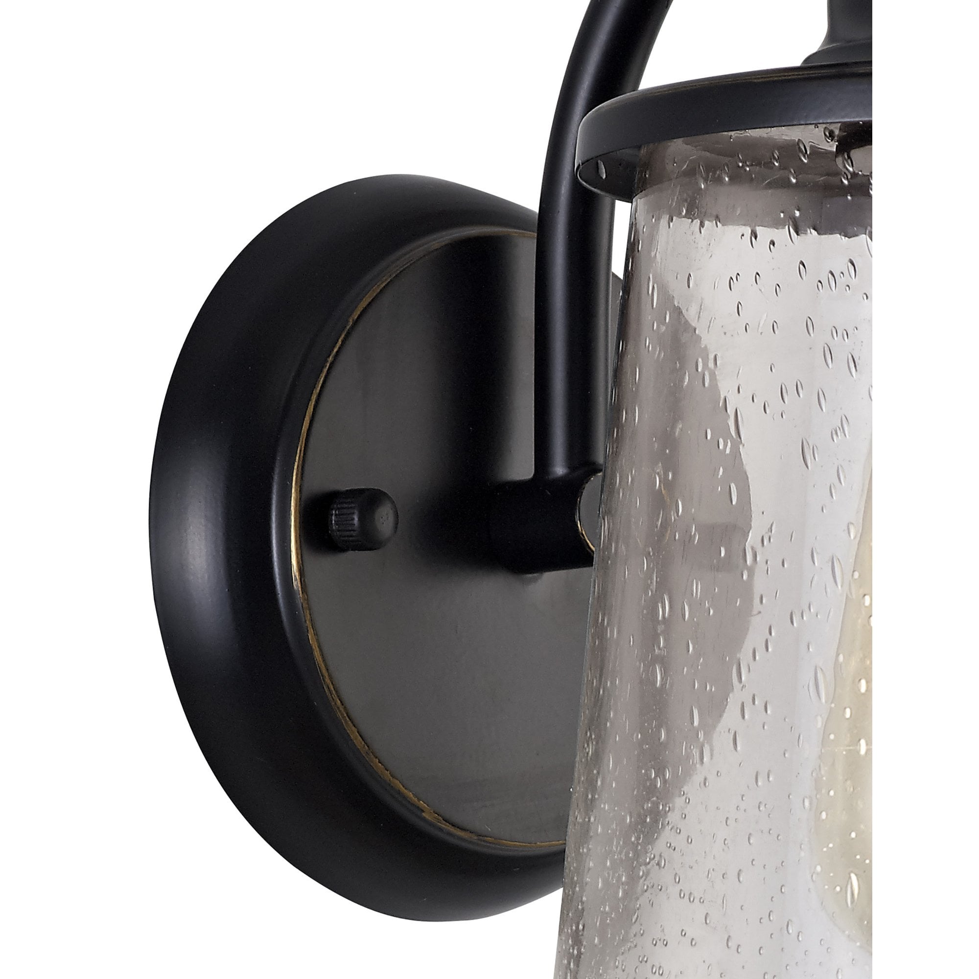 NL71969 Brad Outdoor Wall Lamp Black/Gold With Seeded Clear Glass
