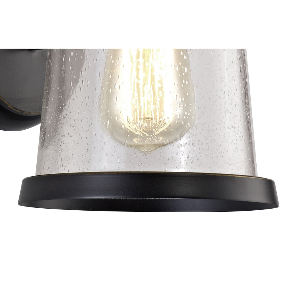 NL71969 Brad Outdoor Wall Lamp Black/Gold With Seeded Clear Glass