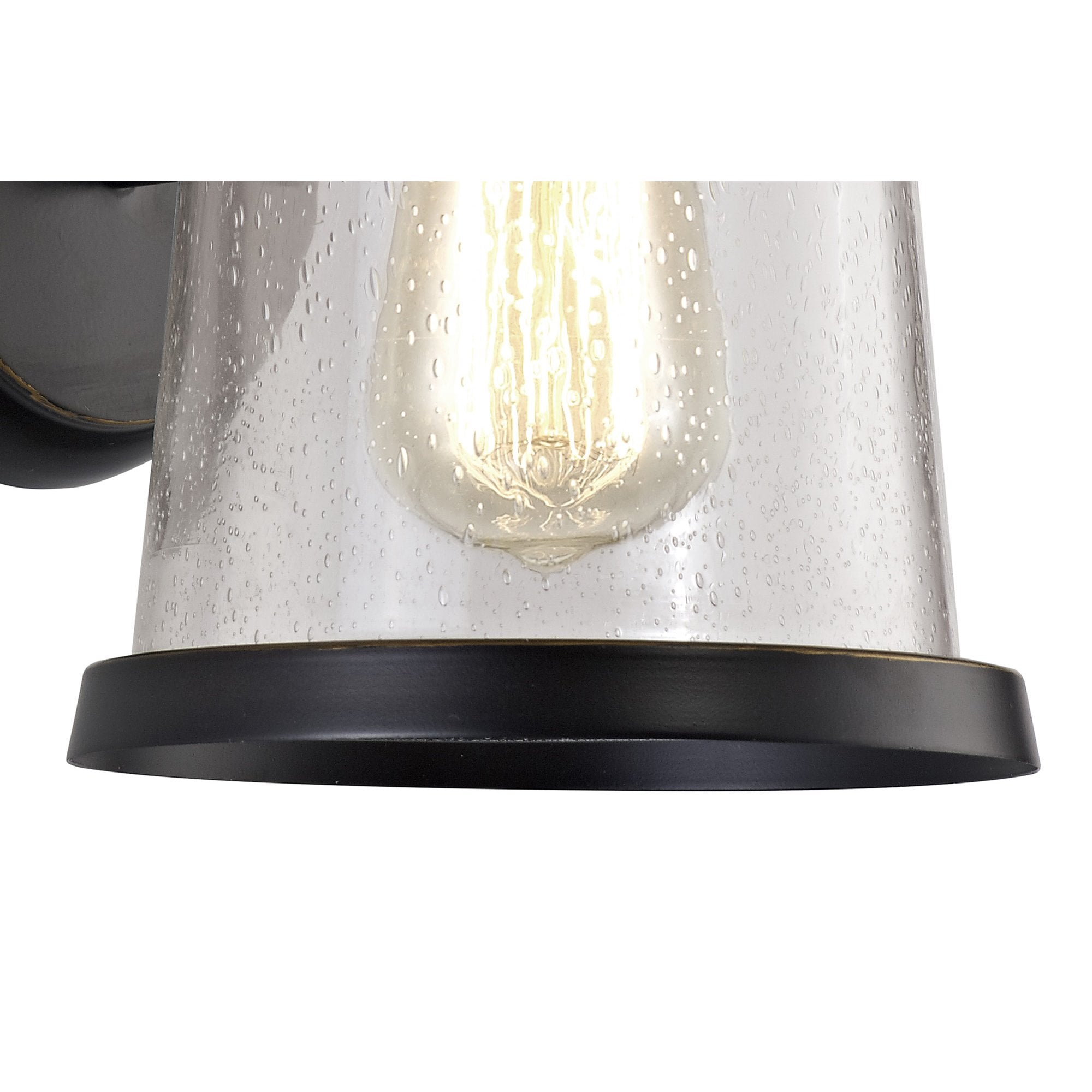 NL71969 Brad Outdoor Wall Lamp Black/Gold With Seeded Clear Glass