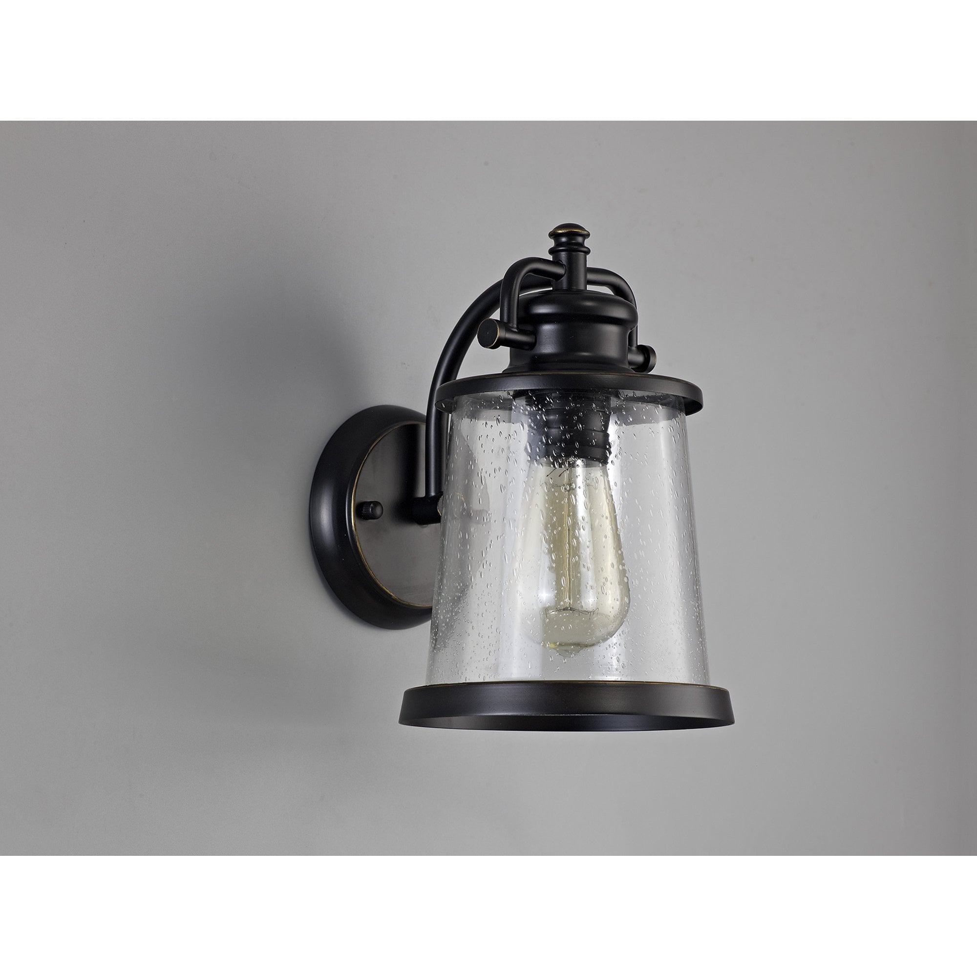 NL71969 Brad Outdoor Wall Lamp Black/Gold With Seeded Clear Glass