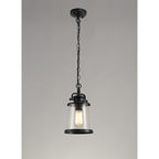 NL71979 Brad Outdoor Pendant Black/Gold With Seeded Clear Glass