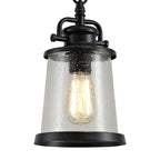 NL71979 Brad Outdoor Pendant Black/Gold With Seeded Clear Glass