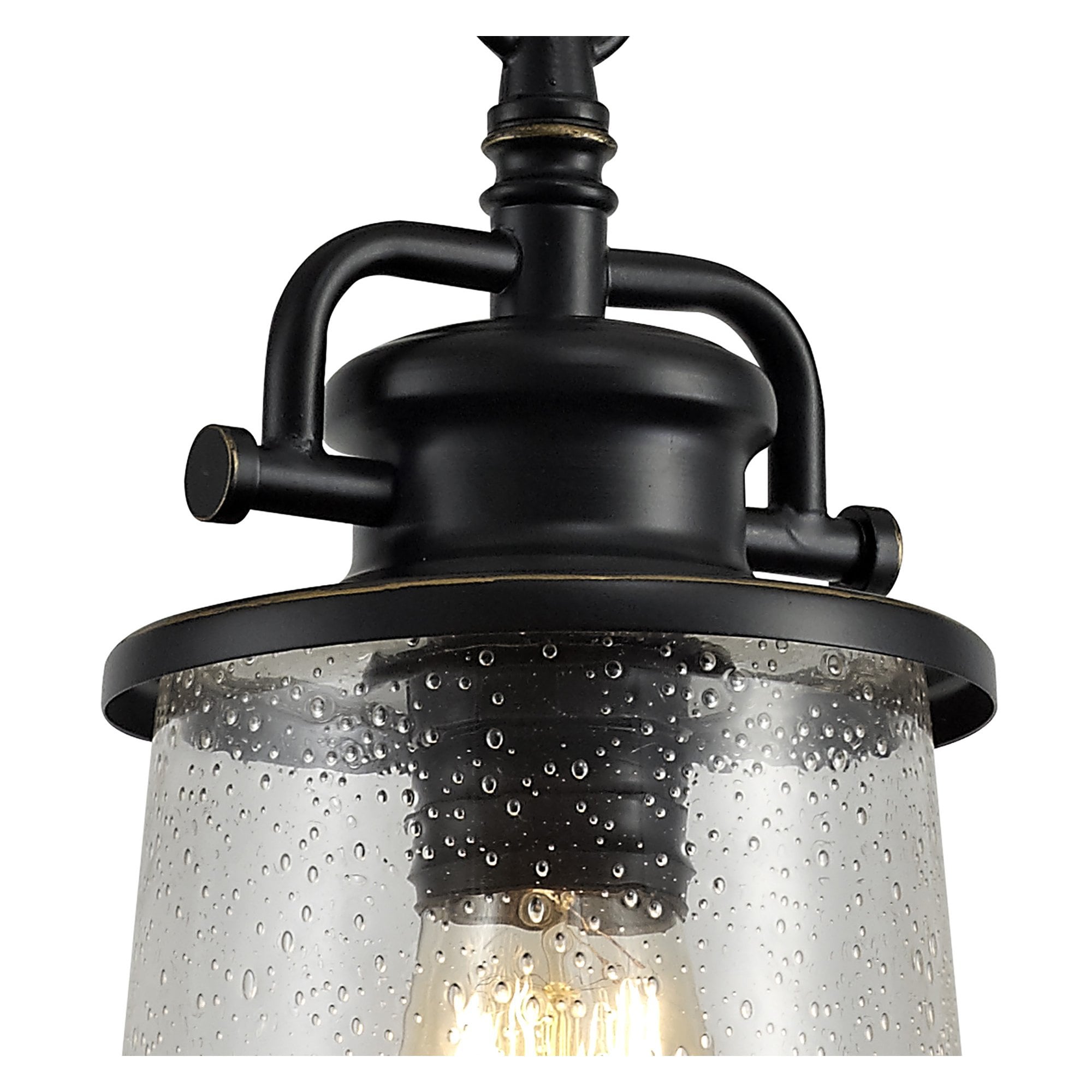 NL71979 Brad Outdoor Pendant Black/Gold With Seeded Clear Glass