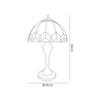NL72269 Brixton Tiffany Table Lamp Aged Antique Brass Base/Cream/Brown Glass/Clear Crystal