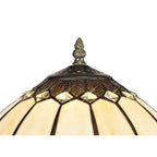 NL72269 Brixton Tiffany Table Lamp Aged Antique Brass Base/Cream/Brown Glass/Clear Crystal