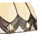 NL72269 Brixton Tiffany Table Lamp Aged Antique Brass Base/Cream/Brown Glass/Clear Crystal