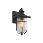 NL71959 Bosun Outdoor Wall Lamp Black/Gold With Seeded Clear Glass