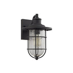 NL71959 Bosun Outdoor Wall Lamp Black/Gold With Seeded Clear Glass