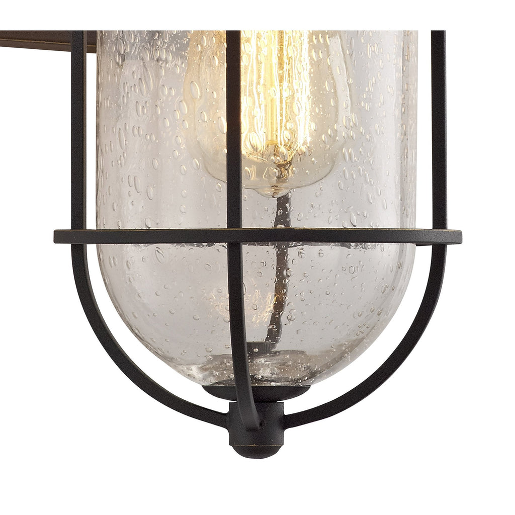 NL71959 Bosun Outdoor Wall Lamp Black/Gold With Seeded Clear Glass