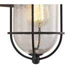 NL71959 Bosun Outdoor Wall Lamp Black/Gold With Seeded Clear Glass