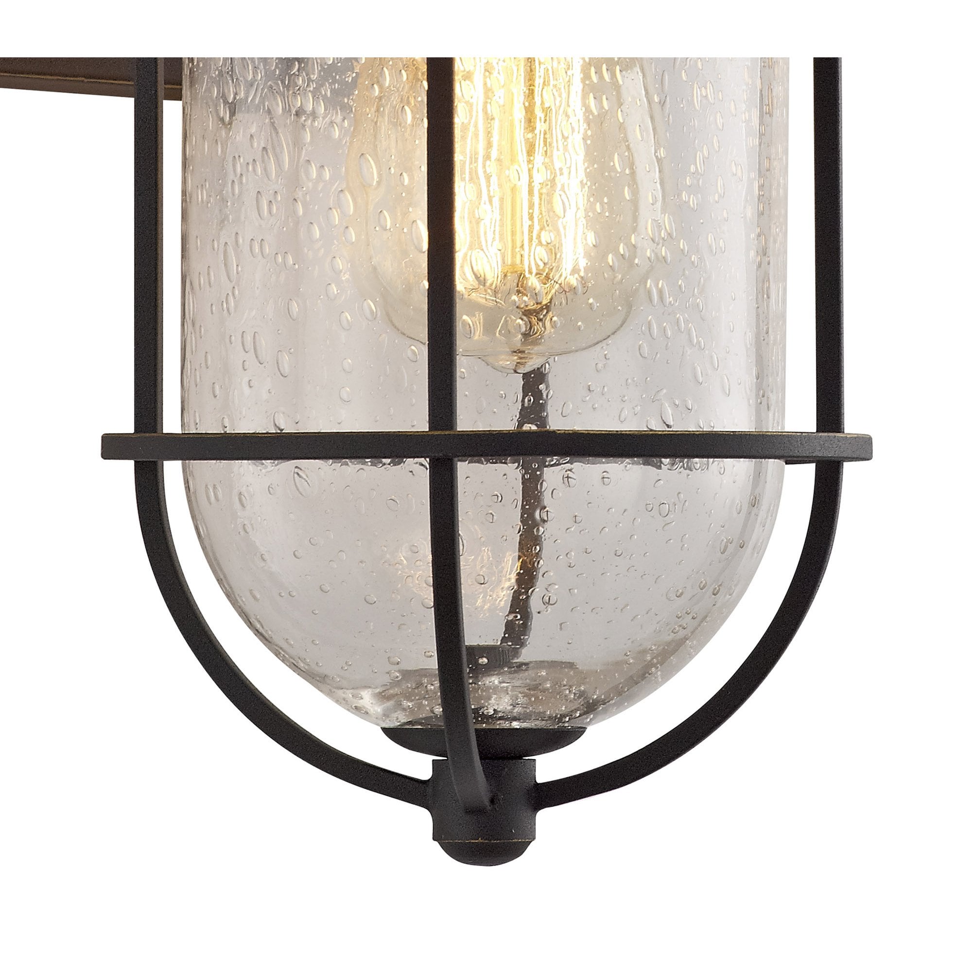 NL71959 Bosun Outdoor Wall Lamp Black/Gold With Seeded Clear Glass