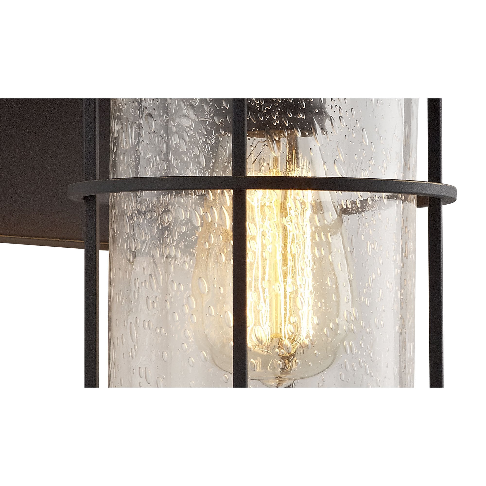 NL71959 Bosun Outdoor Wall Lamp Black/Gold With Seeded Clear Glass