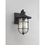 NL71959 Bosun Outdoor Wall Lamp Black/Gold With Seeded Clear Glass