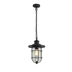 NL73149 Bosun Outdoor Pendant Black/Gold With Seeded Clear Glass
