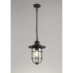 NL73149 Bosun Outdoor Pendant Black/Gold With Seeded Clear Glass