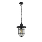 NL73149 Bosun Outdoor Pendant Black/Gold With Seeded Clear Glass