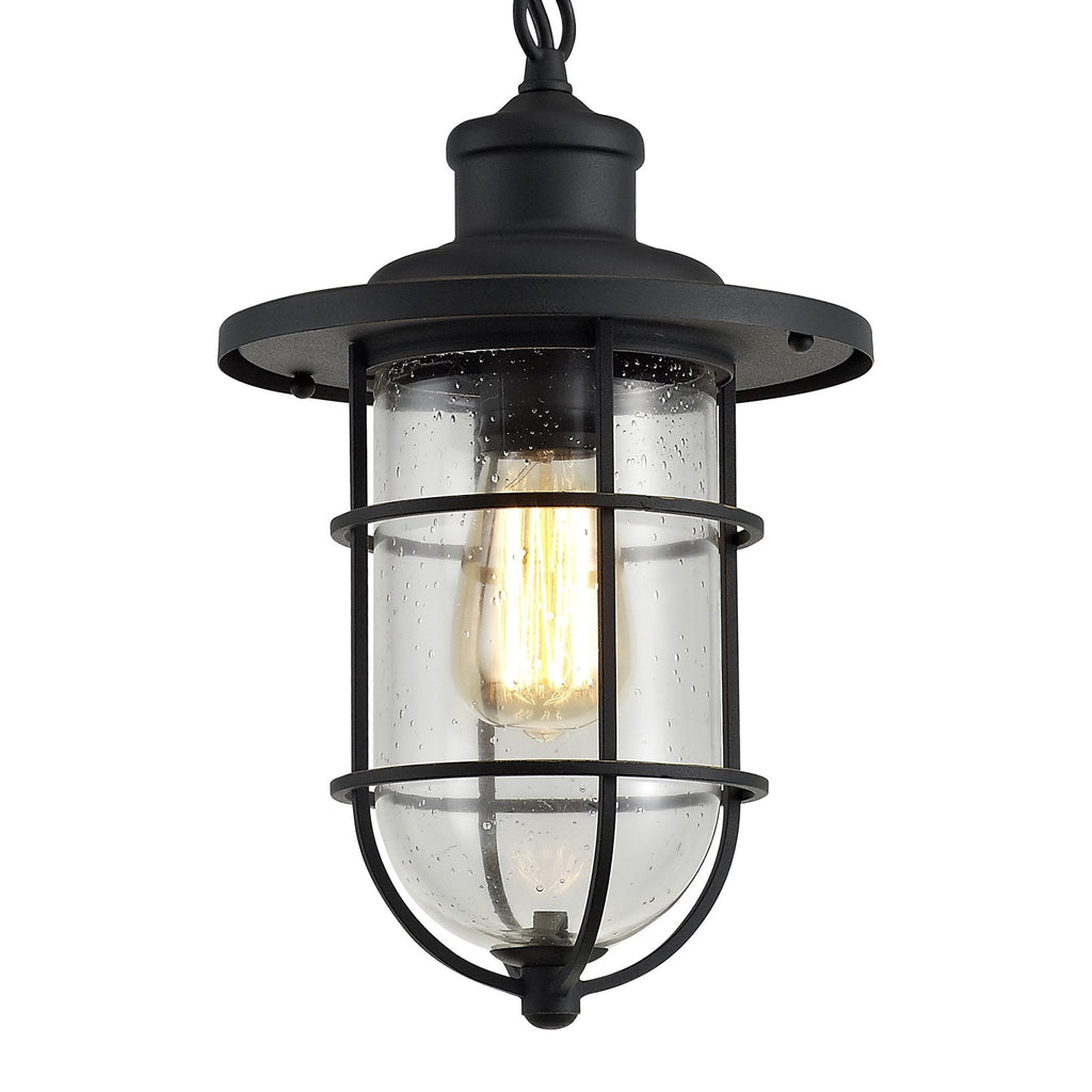 NL73149 Bosun Outdoor Pendant Black/Gold With Seeded Clear Glass
