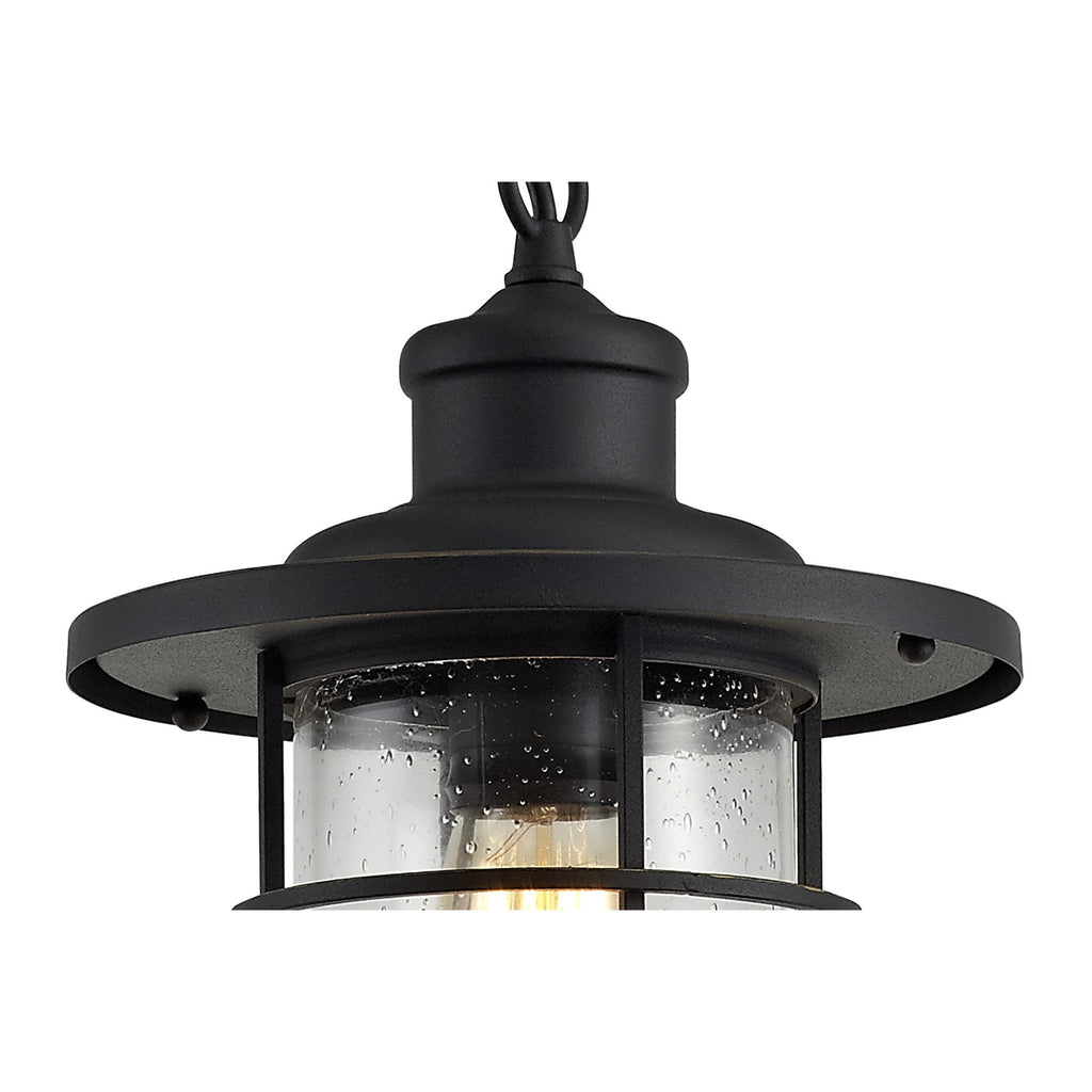 NL73149 Bosun Outdoor Pendant Black/Gold With Seeded Clear Glass