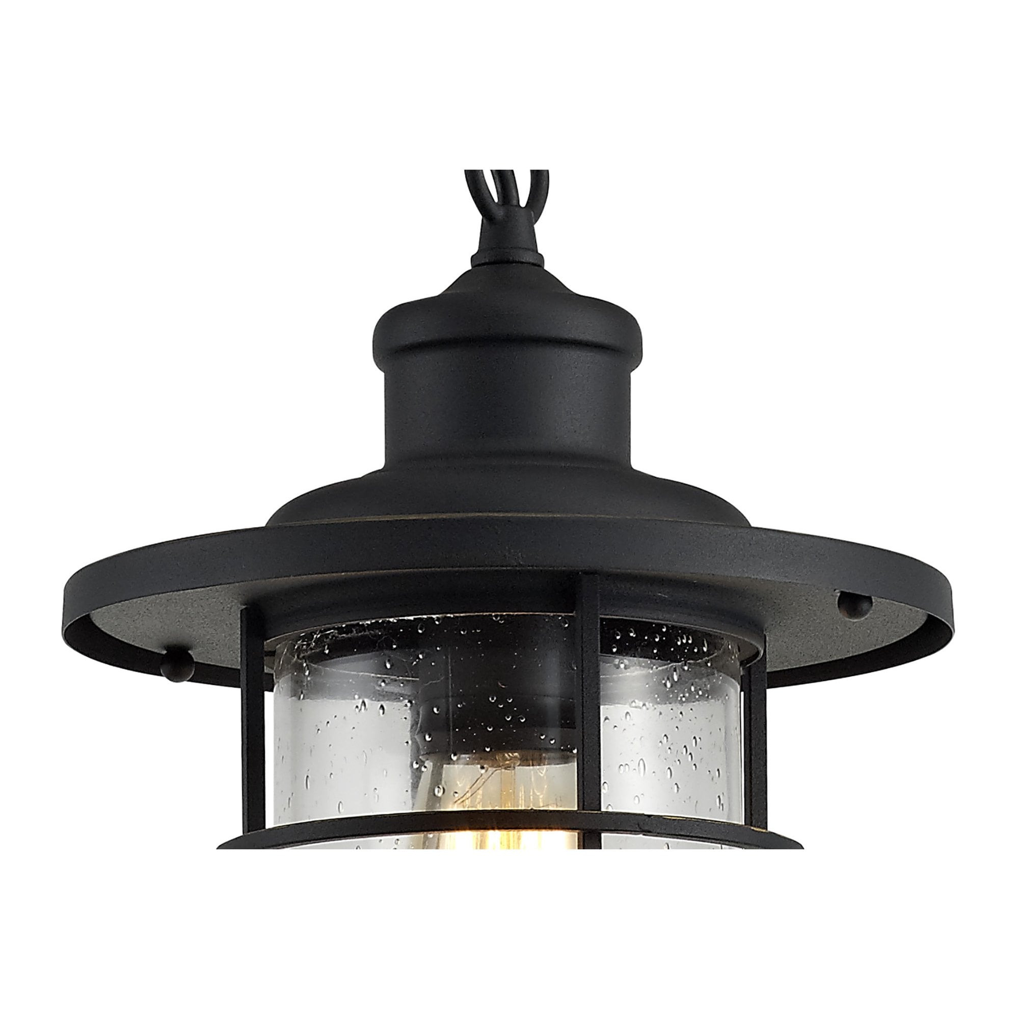 NL73149 Bosun Outdoor Pendant Black/Gold With Seeded Clear Glass