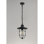 NL73149 Bosun Outdoor Pendant Black/Gold With Seeded Clear Glass