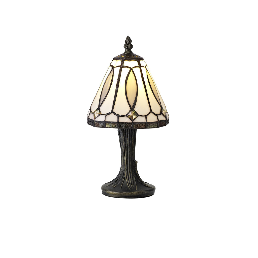 NL72179 Cami Tiffany Table Lamp White/Grey/Clear Crystal Shade