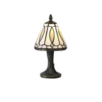NL72179 Cami Tiffany Table Lamp White/Grey/Clear Crystal Shade