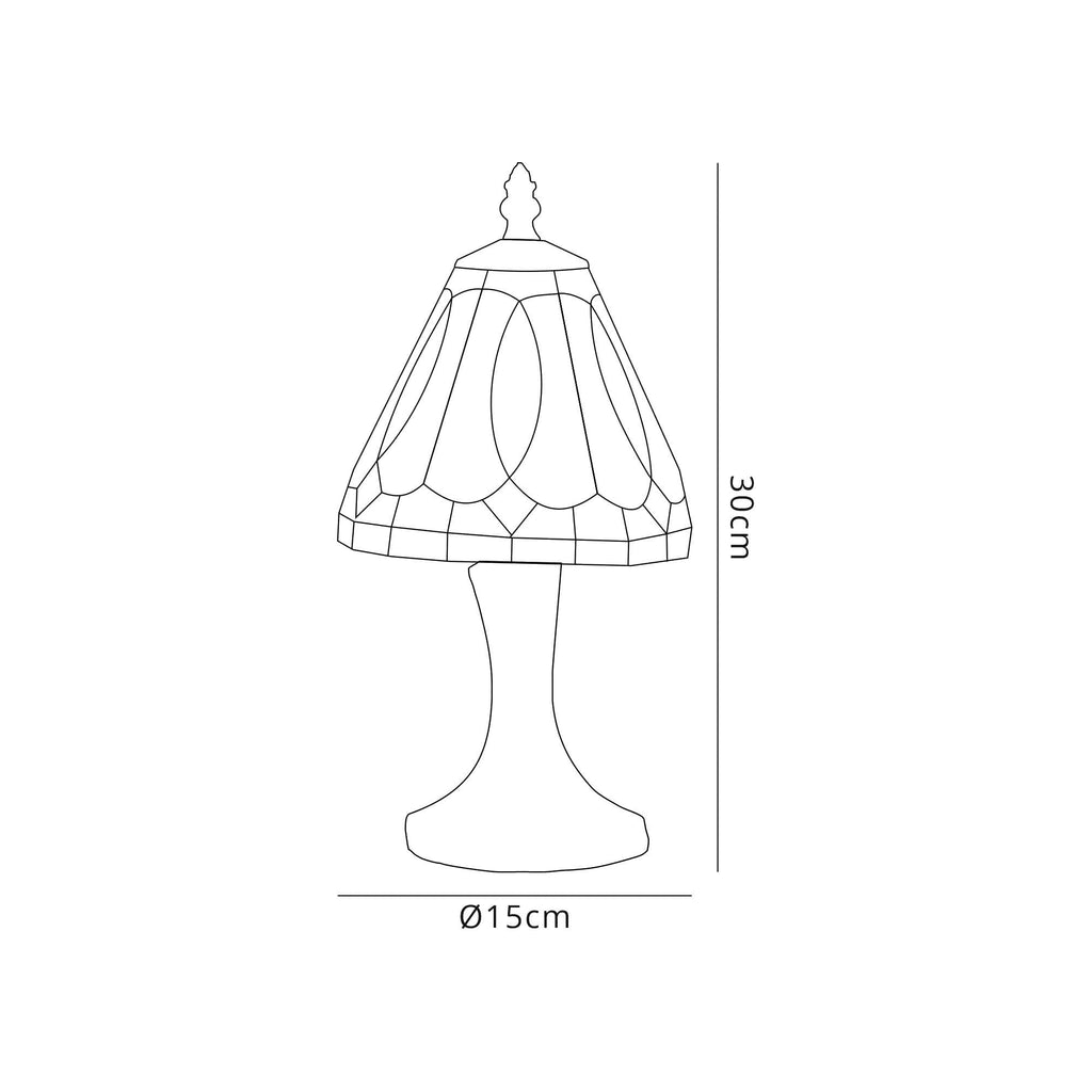 NL72179 Cami Tiffany Table Lamp White/Grey/Clear Crystal Shade