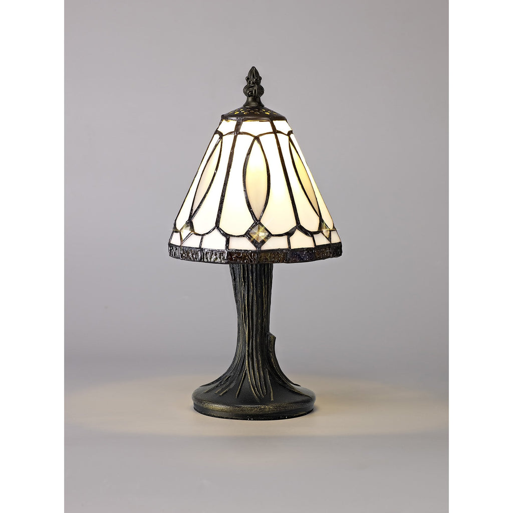 NL72179 Cami Tiffany Table Lamp White/Grey/Clear Crystal Shade
