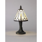 NL72179 Cami Tiffany Table Lamp White/Grey/Clear Crystal Shade