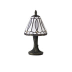 NL72179 Cami Tiffany Table Lamp White/Grey/Clear Crystal Shade