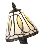 NL72179 Cami Tiffany Table Lamp White/Grey/Clear Crystal Shade