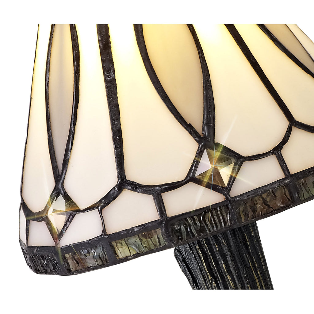 NL72179 Cami Tiffany Table Lamp White/Grey/Clear Crystal Shade