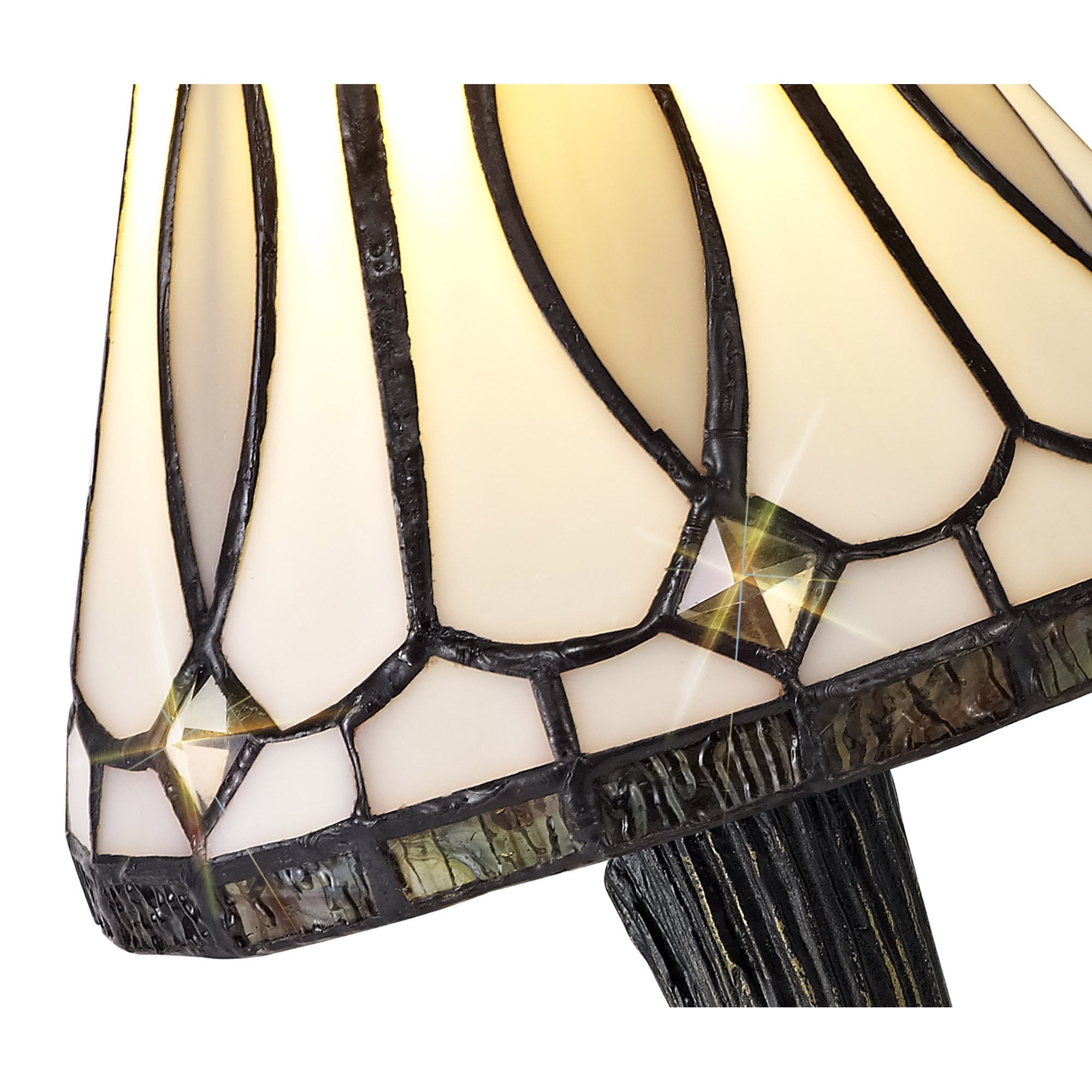 NL72179 Cami Tiffany Table Lamp White/Grey/Clear Crystal Shade