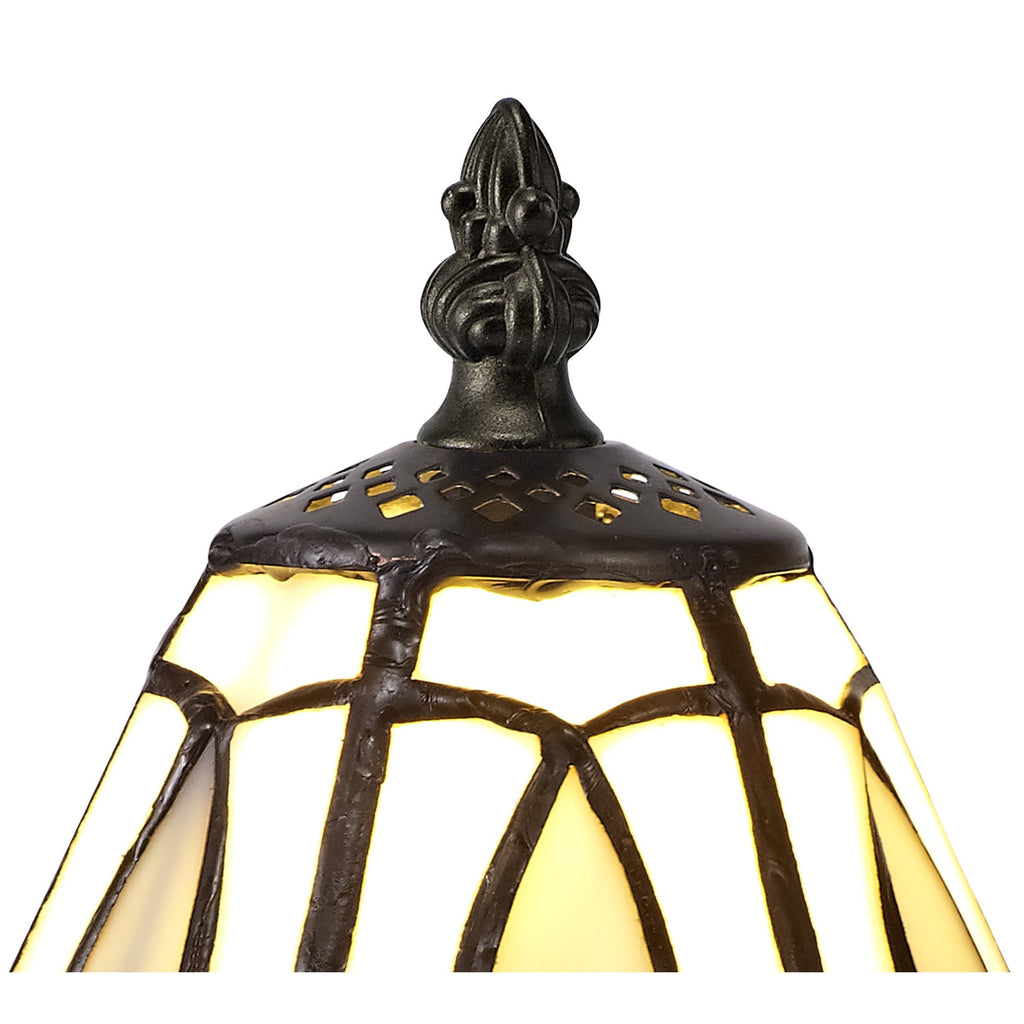 NL72179 Cami Tiffany Table Lamp White/Grey/Clear Crystal Shade
